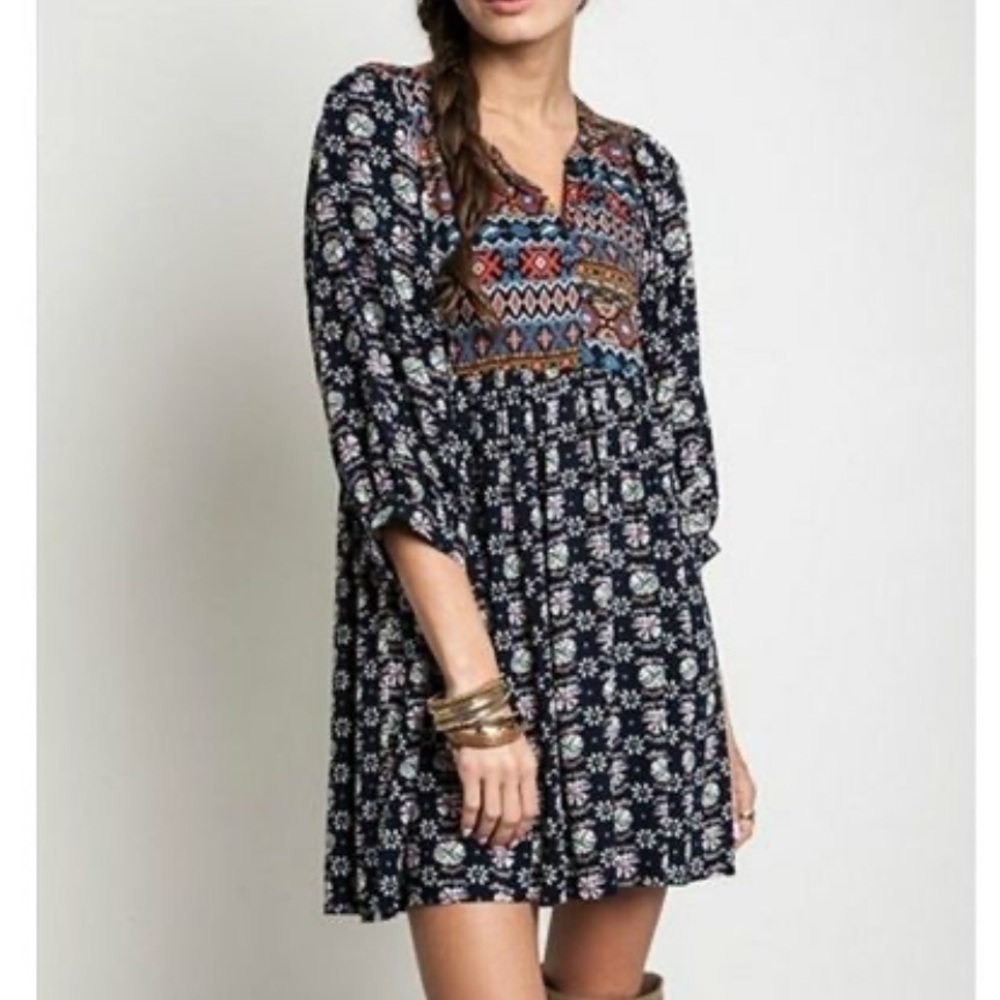 Umgee Boho Free Spirit Patterned Dress